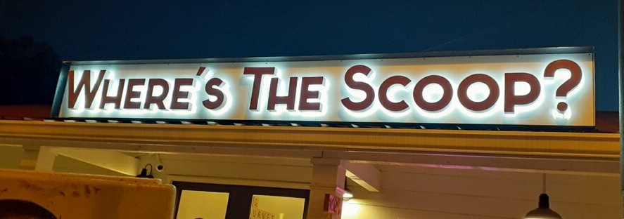 reverse channel letters sign for Where's the Scoop Georgia