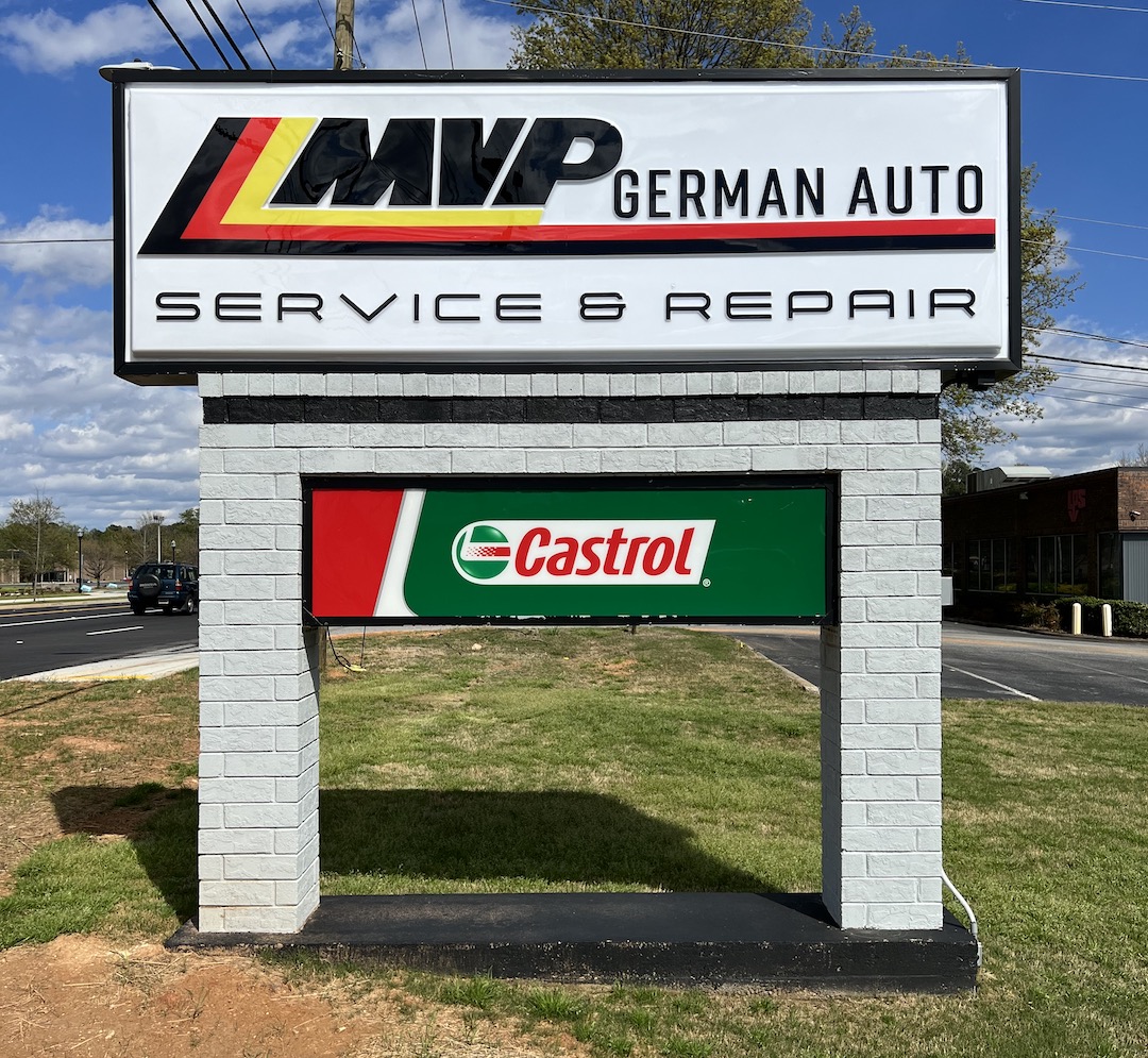 MVP German Auto Service and Repair pylon sign in Georgia