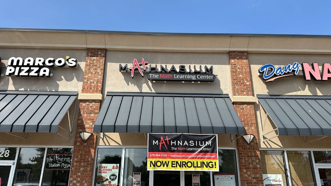 light up channel letters sign for Mathnasium in Marietta, GA