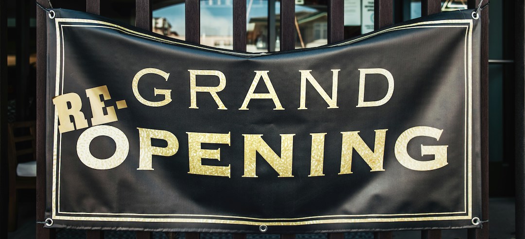 Grand re-opening banner in Georgia